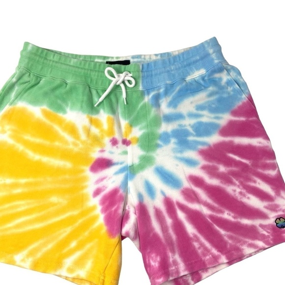 Lucky Brand Pride Tie Dye Clover Gender Neutral Shorts Elastic Waist LARGE - Picture 9 of 16